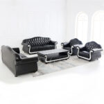 Wholesale Modern Lounge Couch Living Room Furniture Cowhide Leather Chesterfield Sofa Set