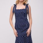Linen dress with polka dots FOX dark blue dark blue, id: 30776: 1877