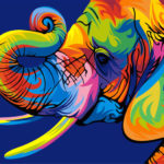 Картина песком "Радужный слон" 30*40 см.