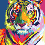 Картина песком "Радужный тигр" 30*40 см.