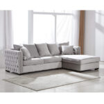 Classical Living Room Sectional Couch Furniture Set L-shape Velvet Fabric Sofas