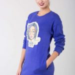 Dress with applique HAPPY blue blue, id: 28777: 21