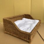 Wicker Rattan Pet Bed, Water Hyacinth Cat Dog Bed, Seagrass Pet House Home